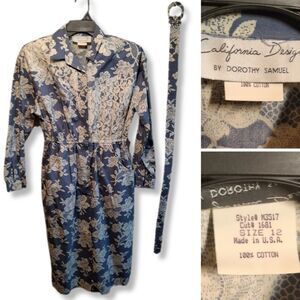 Vintage California Design Floral Lace Dress| Size 12| Made in USA